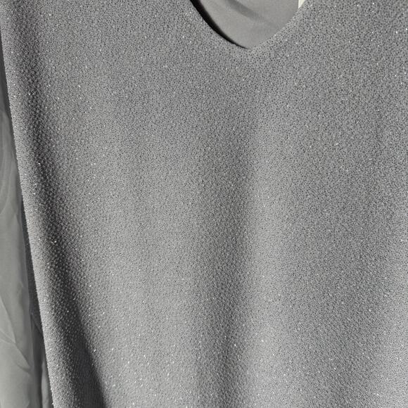 Ulla Popken Silver Sparkle Flutter Sleeve Dress SZ 28 V Neck Formal New Years - Picture 6 of 8